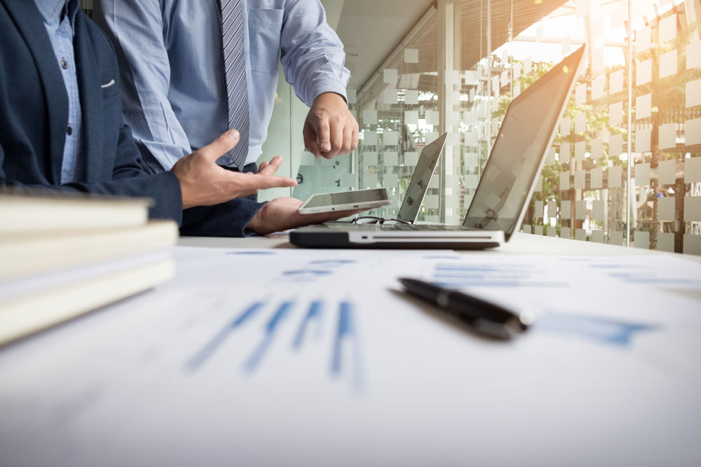 Financial documents on desk